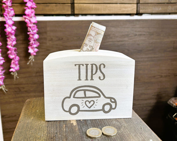Car Tips  Wooden Money Box