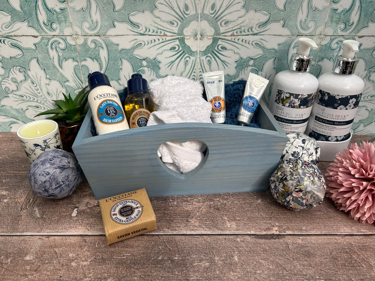 Dusky Blue Heart Toiletry Caddy