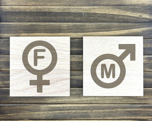 Gender Symbol Toilet Oak Signs