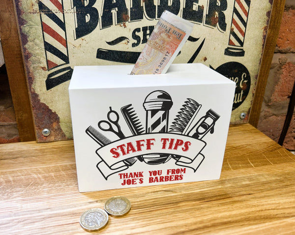 Barber Shop Wooden Tip Money Box