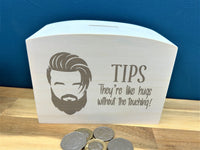Barber Shop Tips Like Hugs Wooden Money Box
