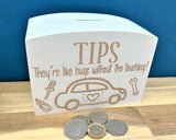 Car Mechanic Tips Like Hugs Wooden Money Box