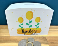 Coin Flowers Wooden Tip Money Box