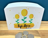 Coin Flowers Wooden Tip Money Box