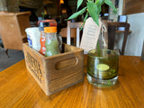 Oak Stained Inset Handles Condiment Caddy