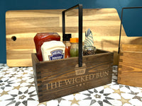 Wooden Stained Condiment Carry Caddy