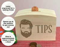 Barbers Shop Tips Engraved Wooden Money Box