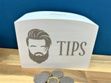 Barbers Shop Tips Engraved Wooden Money Box