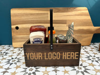 Wooden Stained Condiment Carry Caddy