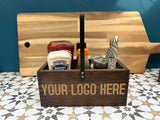 Wooden Stained Condiment Carry Caddy