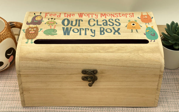 Worry Box - Printed Colourful Worry Monster Design – Crafty Bar ...